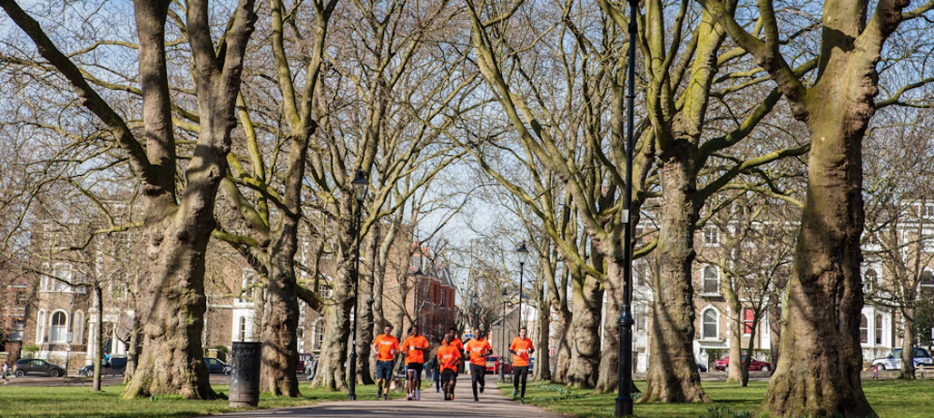 TRC group running beneath the trees